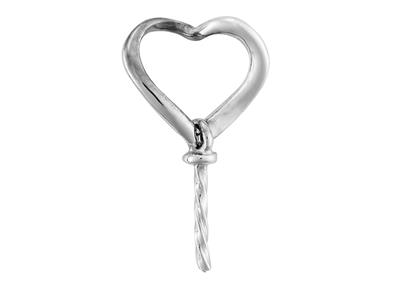 Bélière Coeur pour perle de 8 à 10 mm, Or gris 18k. Réf. BE128 - Image Standard - 1