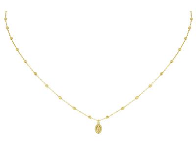 Collier chaîne Boules 1,80 mm, Vierge miraculeuse pampille 7 mm, 42 cm, Or jaune 18k - Image Standard - 1