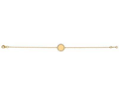 Bracelet Jeton serti diamants 0,19ct, 17,5 cm, Or jaune 18k - Image Standard - 1