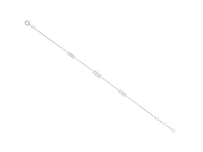 Bracelet chaîne motif 3 Rectangles, diamants 0,37ct, 16-17-18 cm, Or gris 18k - Image Standard - 1