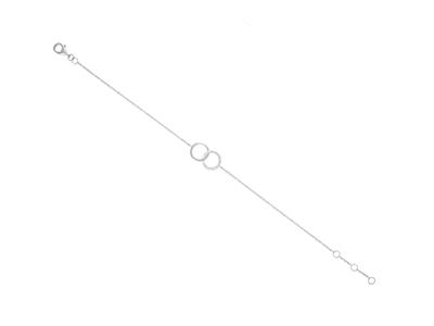 Bracelet chaîne double cercle, diamants 0,07ct, 16-17-18 cm, Or gris 18k - Image Standard - 1