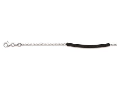 Bracelet Tube laqué noir, 17+3 cm, Argent 925 rhodié - Image Standard - 1