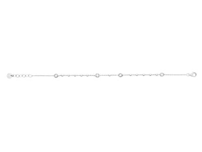 Bracelet cristaux blancs et boules sur chaîne, 16-18 cm, Argent 925 rhodié - Image Standard - 1