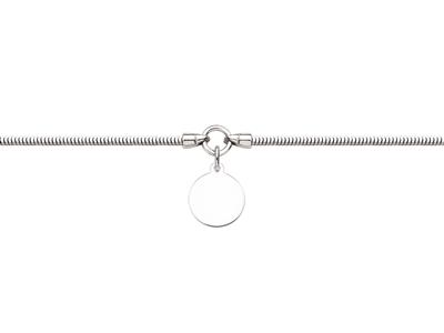 Bracelet maille Serpent 2 mm, pendentif Pastille 14 mm, 17-20 cm, Argent 925 rhodié - Image Standard - 1