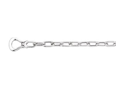 Bracelet maille Rectangle creuse menotte, 19 cm, Argent 925 Rh - Image Standard - 1