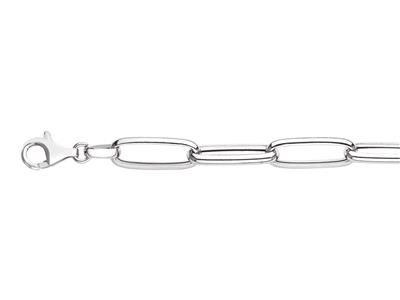 Bracelte maille Rectangle petit modèle, tube rond, 16+3 cm, Argent 925 Rh - Image Standard - 1