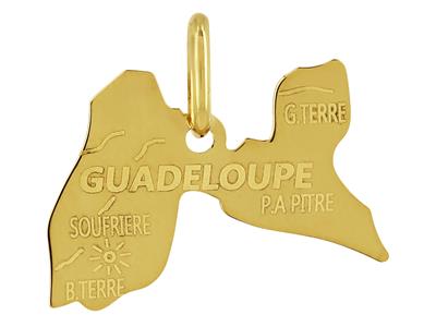 Pendentif carte de la Guadeloupe, 18 x 13 mm, Or jaune 18k - Image Standard - 1