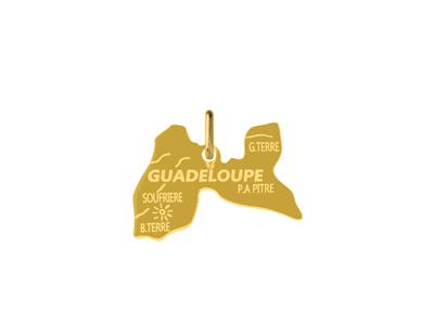 Pendentif carte de la Guadeloupe, 15 x 21 mm, Or jaune 18k