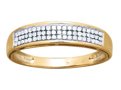 Alliance serti 3 rangs, diamants 0,19ct, Or jaune 18k, doigt 48 - Image Standard - 1