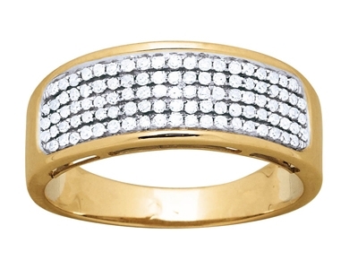 Alliance serti 5 rangs, diamants 0,34ct, Or jaune 18k, doigt 54 - Image Standard - 1