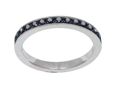 Alliance diamants noirs 0,28ct, Or gris 18k, doigt 52 - Image Standard - 1
