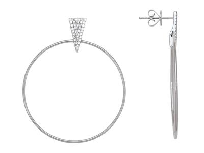 Boucles d'oreilles cercles massifs 35mm, diamants 0,20ct, Or gris 18k - Image Standard - 1
