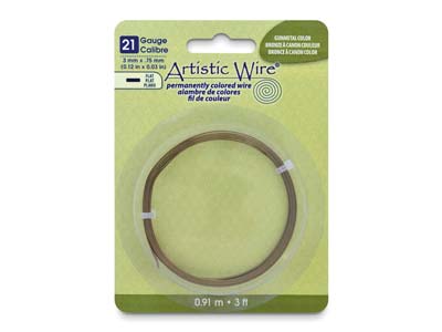 Fil Cuivre plat 0,75 x 3 mm, couleur Bronze, Artistic Wire de Beadalon, 0,91 mètre - Image Standard - 1