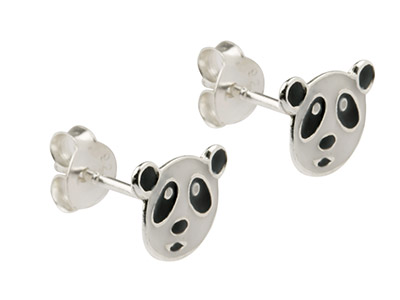 Boucles d'oreilles Panda, Argent 925 laqué - Image Standard - 1